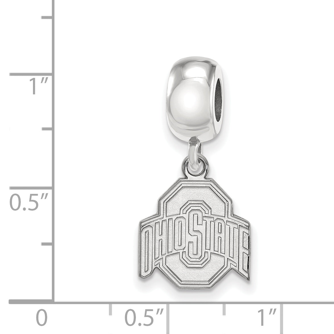 Sterling Silver Rhodium-plated LogoArt The Ohio State University Small Dangle Bead Charm