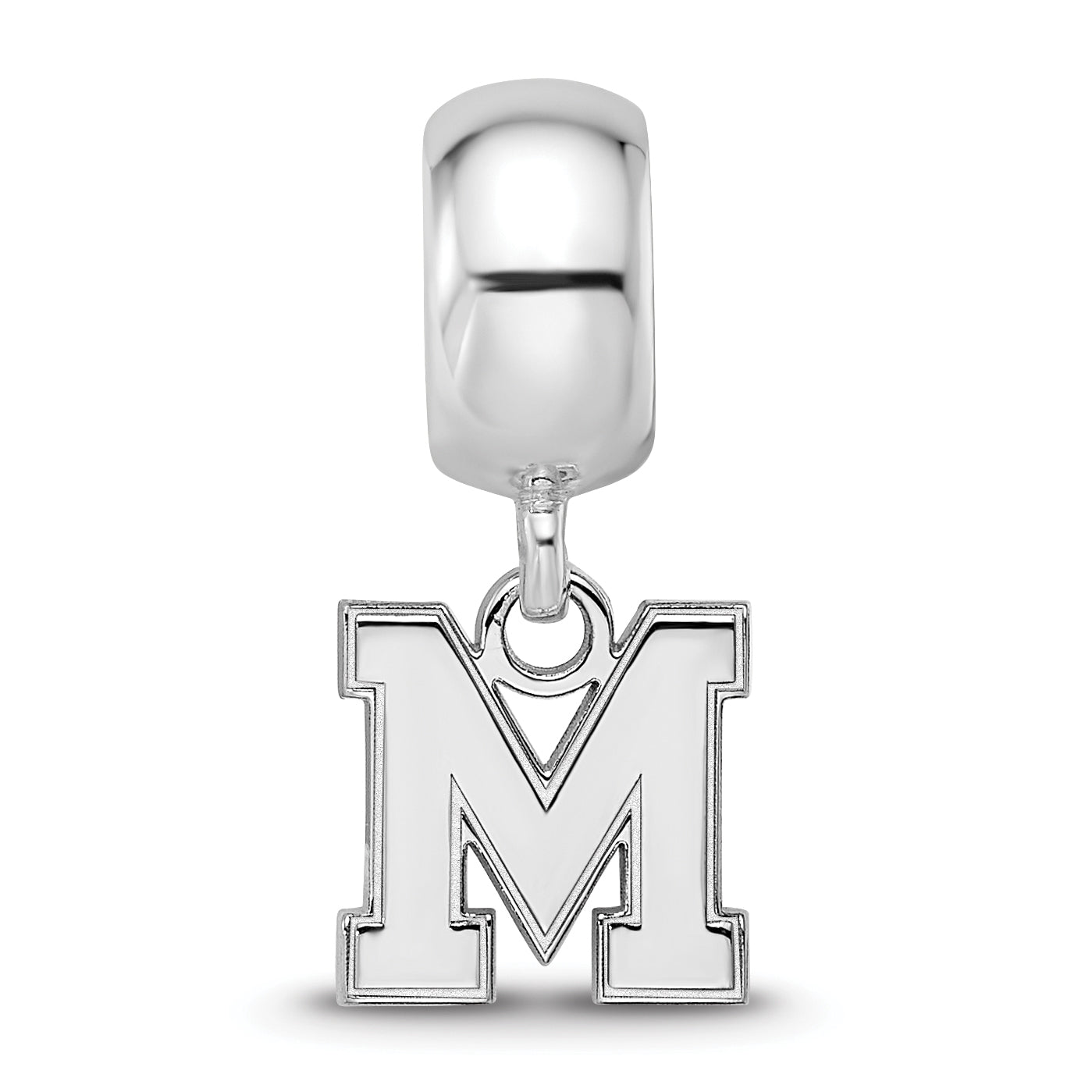 Sterling Silver Rhodium-plated LogoArt University of Memphis Letter M Extra Small Bead Charm