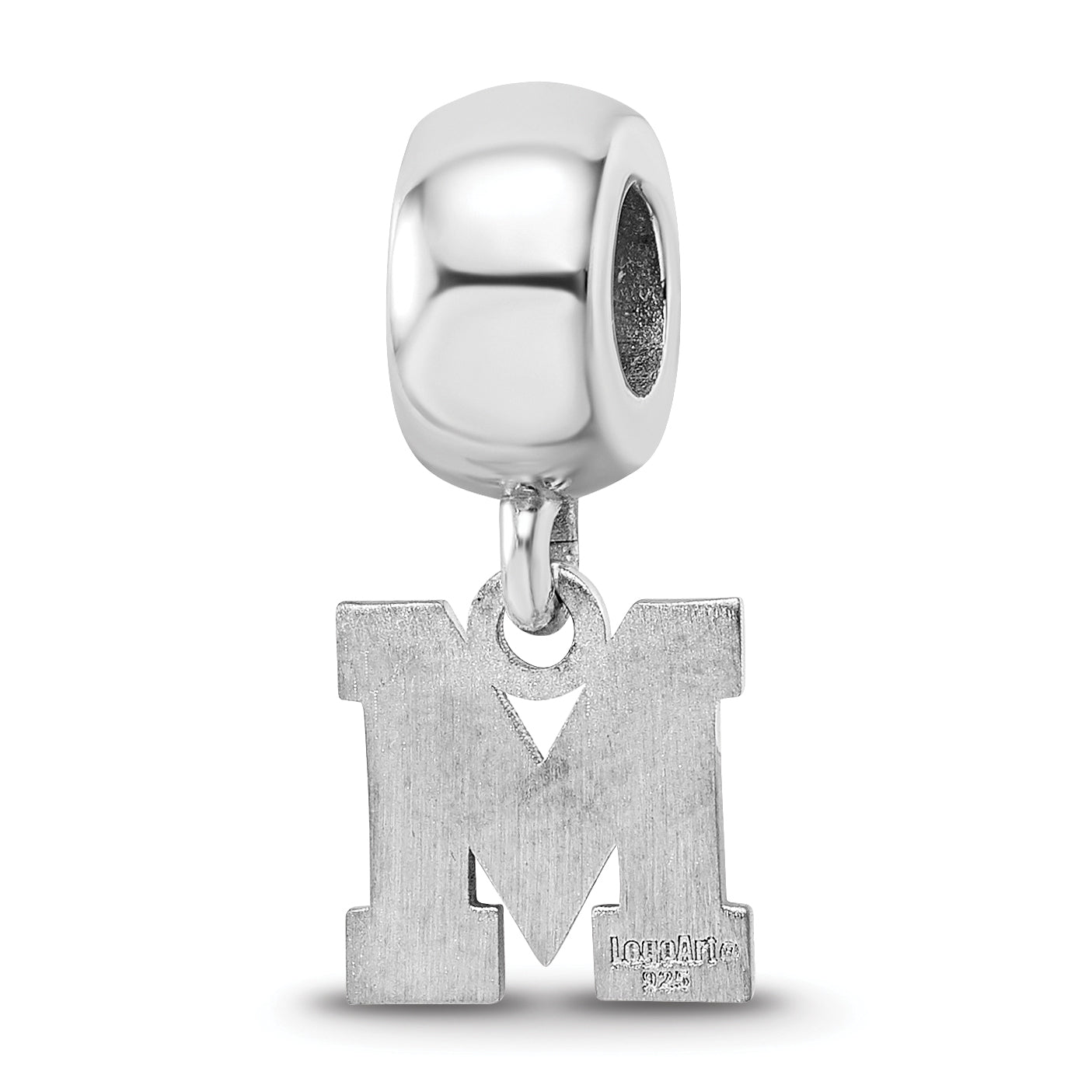 Sterling Silver Rhodium-plated LogoArt University of Memphis Letter M Extra Small Bead Charm