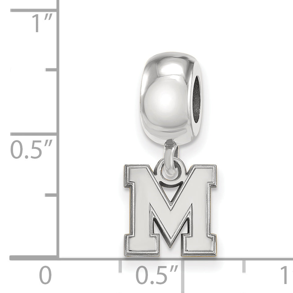 Sterling Silver Rhodium-plated LogoArt University of Memphis Letter M Extra Small Bead Charm