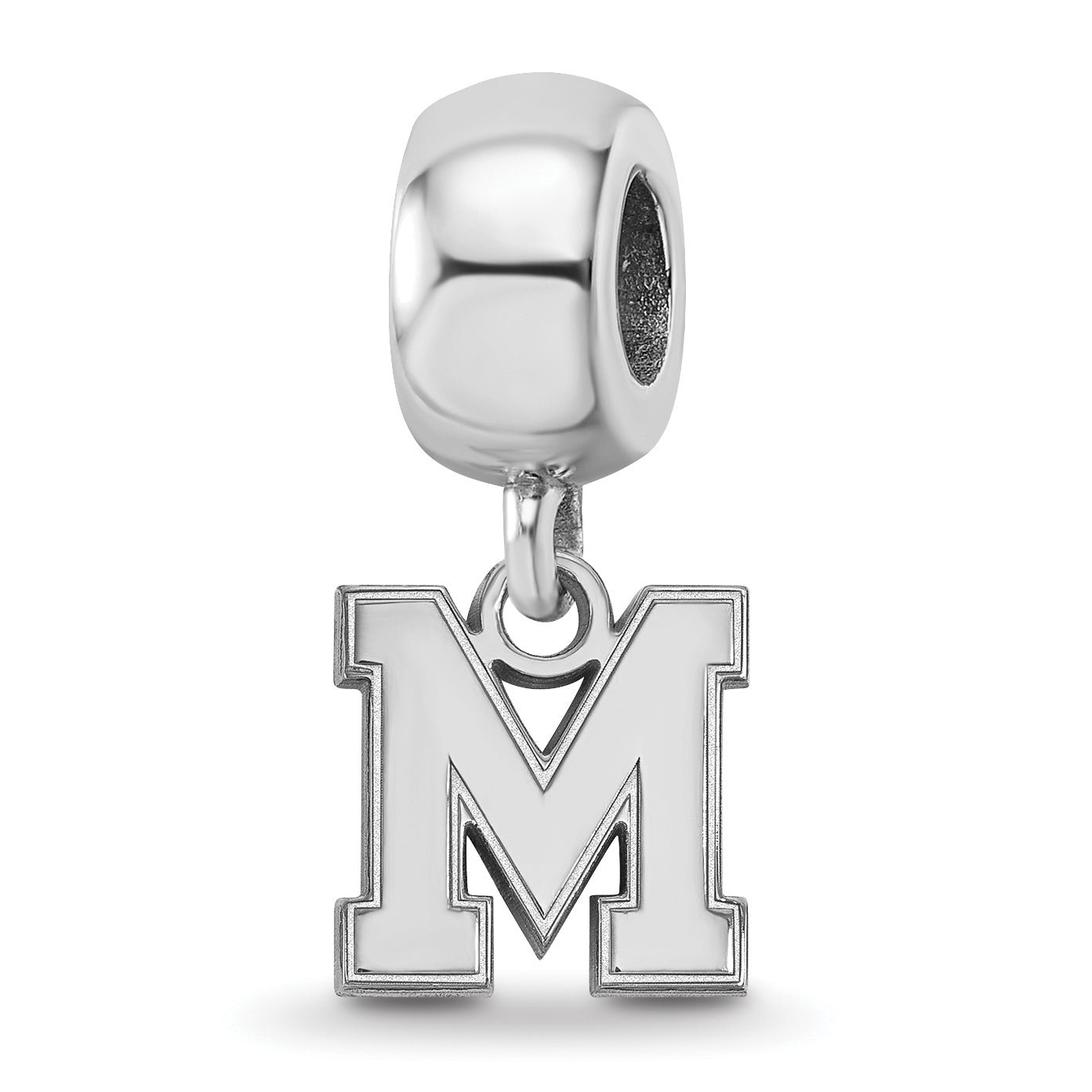 Sterling Silver Rhodium-plated LogoArt University of Memphis Letter M Extra Small Bead Charm