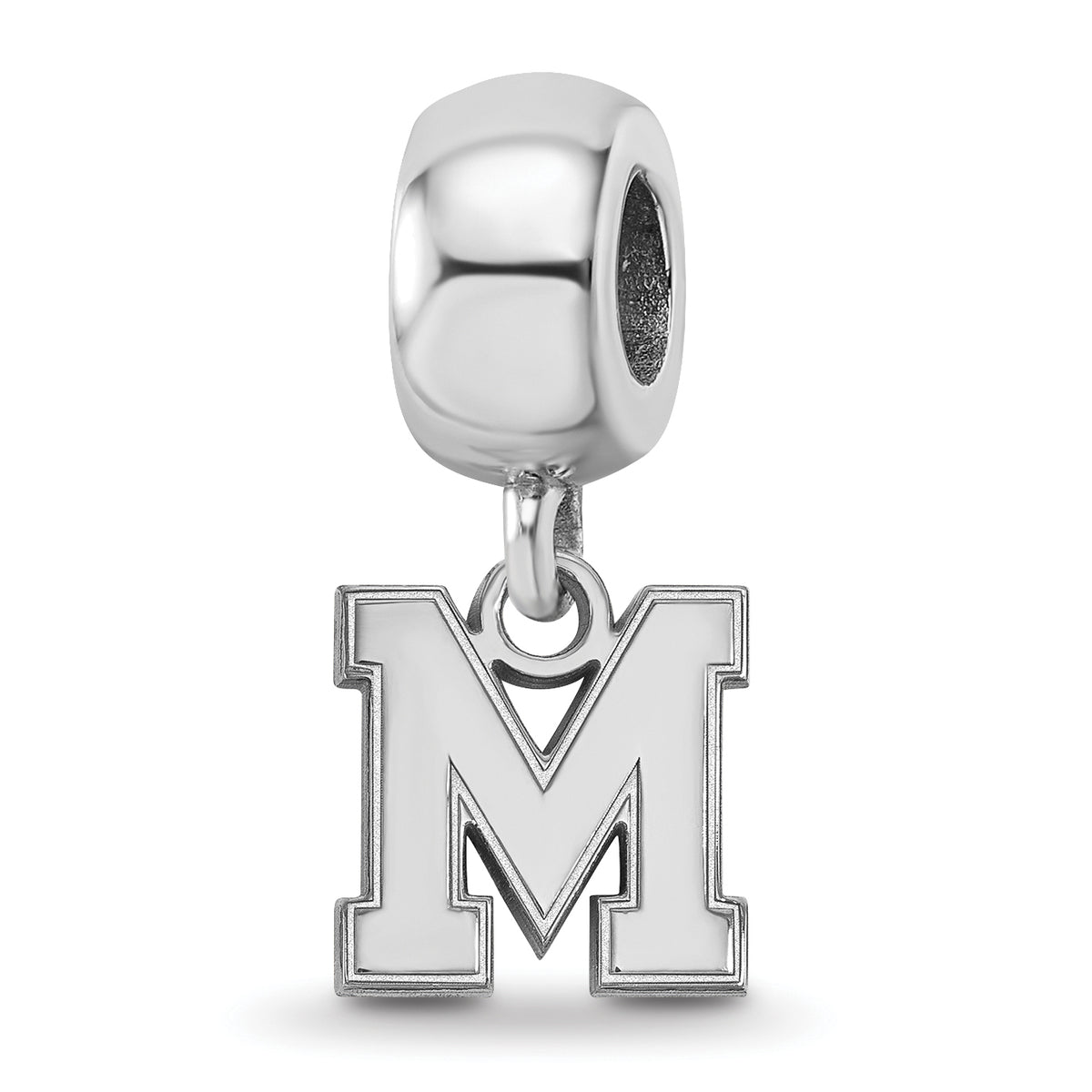 Sterling Silver Rhodium-plated LogoArt University of Memphis Letter M Extra Small Bead Charm