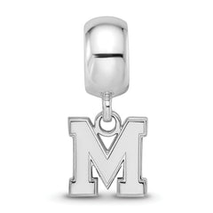 Sterling Silver Rhodium-plated LogoArt University of Memphis Letter M Small Bead Charm