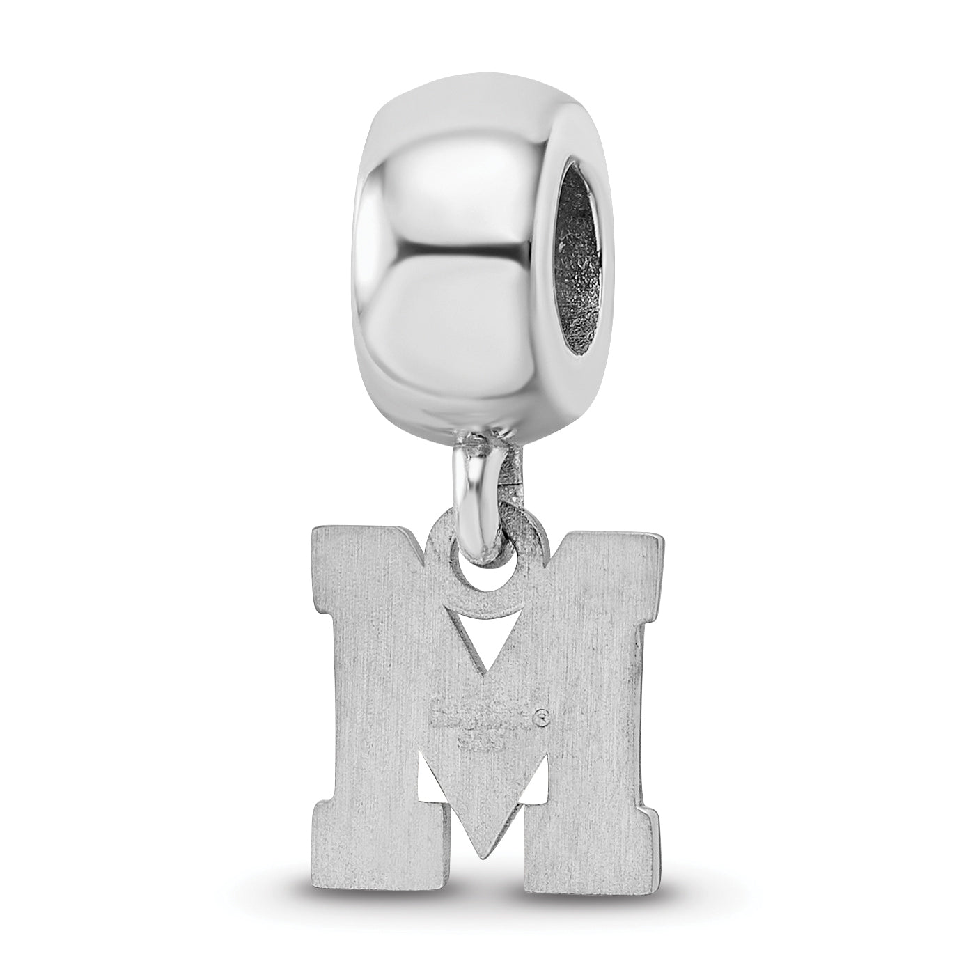 Sterling Silver Rhodium-plated LogoArt University of Memphis Letter M Small Bead Charm