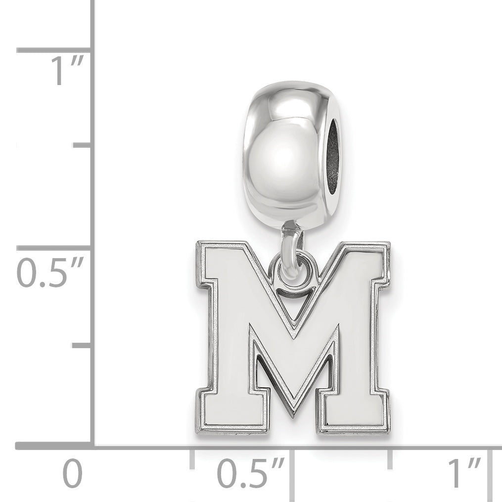 Sterling Silver Rhodium-plated LogoArt University of Memphis Letter M Small Bead Charm