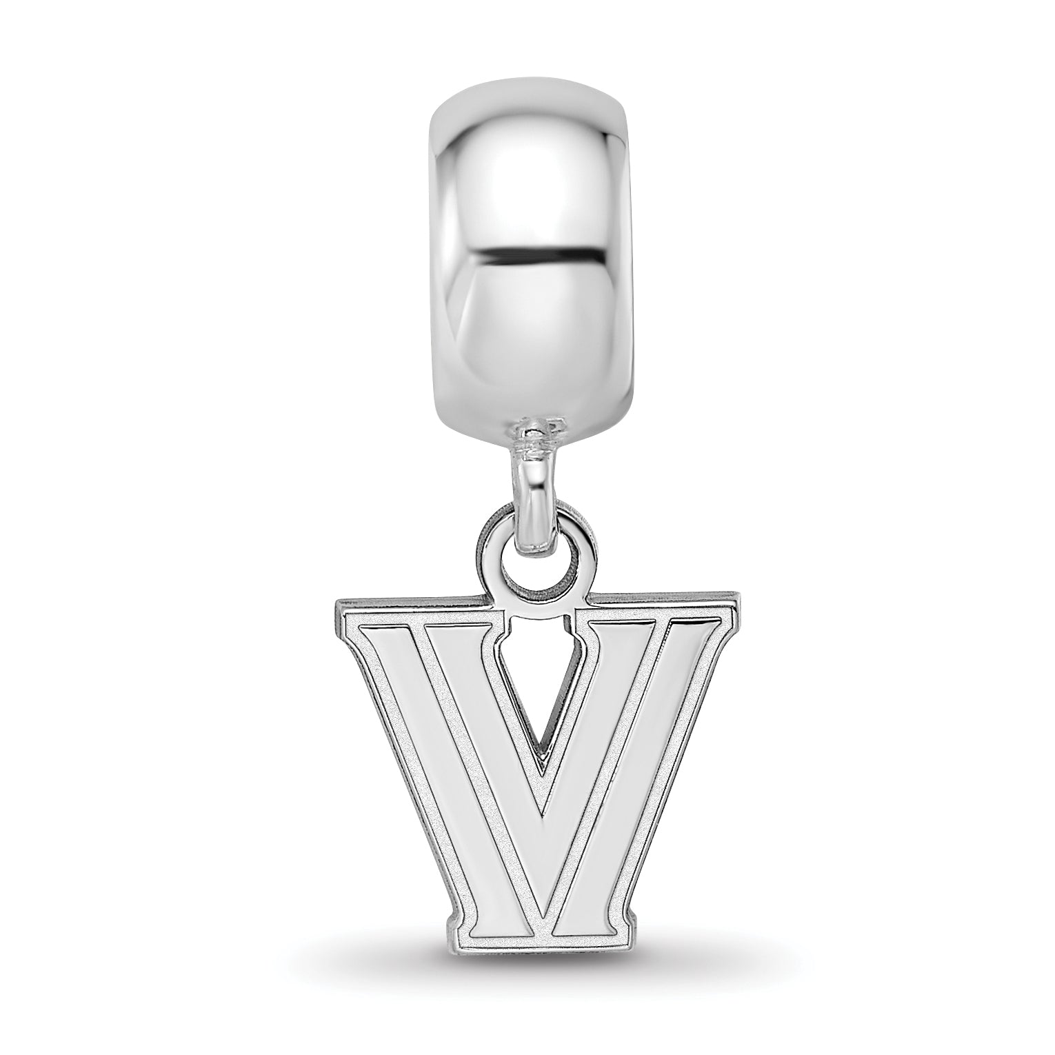 Sterling Silver Rhodium-plated LogoArt Villanova University Letter V Extra Small Dangle Bead Charm