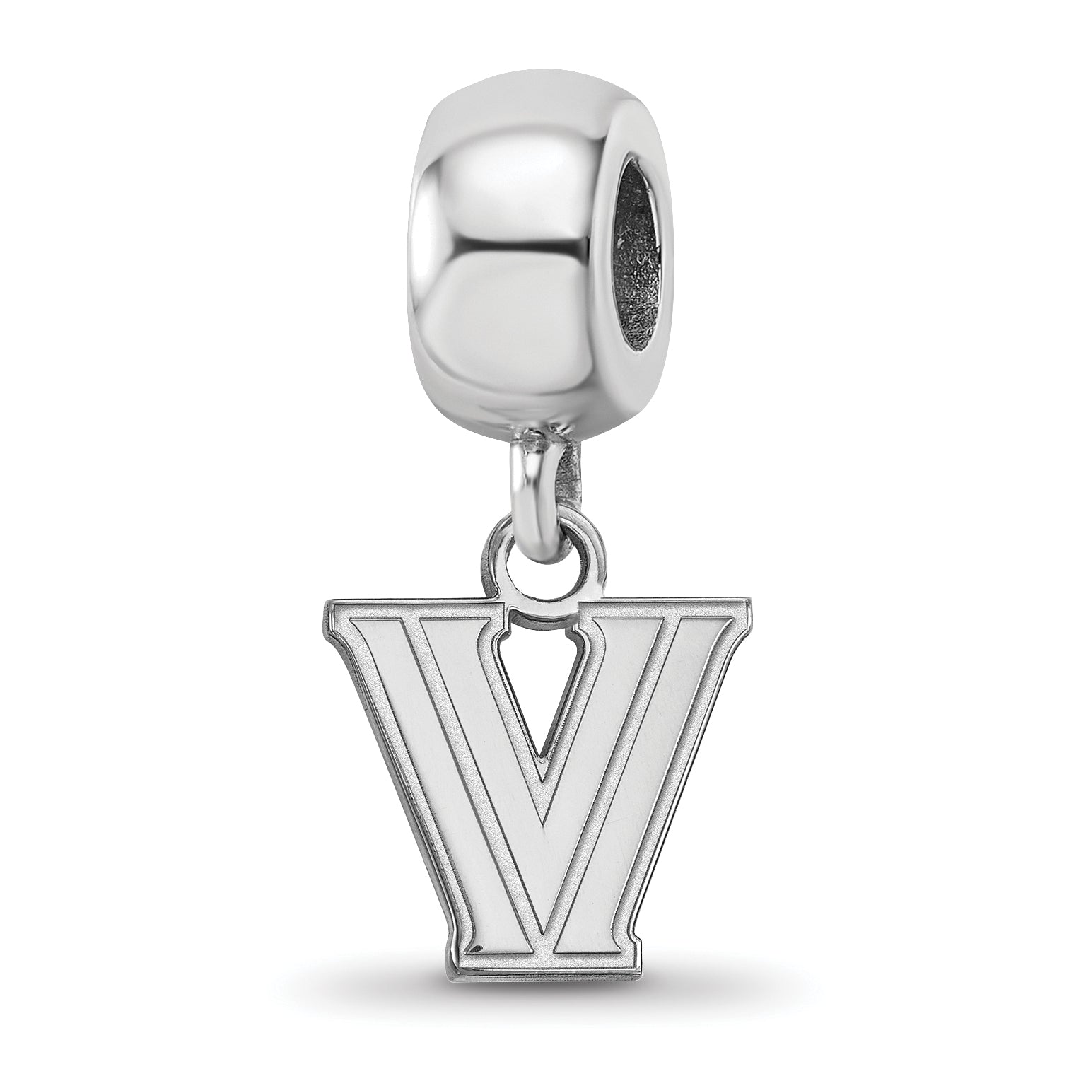 Sterling Silver Rhodium-plated LogoArt Villanova University Letter V Extra Small Dangle Bead Charm