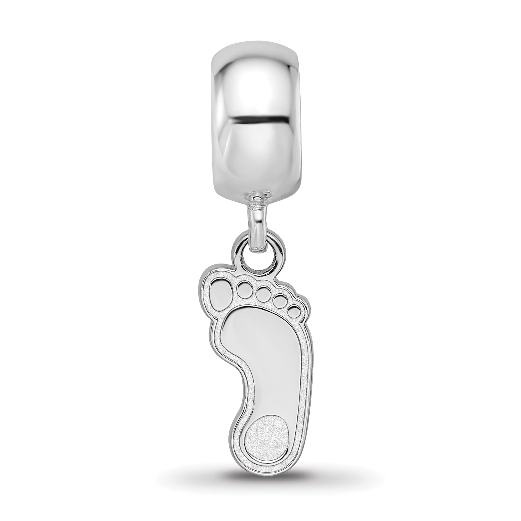 Sterling Silver Rhodium-plated LogoArt University of North Carolina Tar Heel Small Dangle Bead Charm