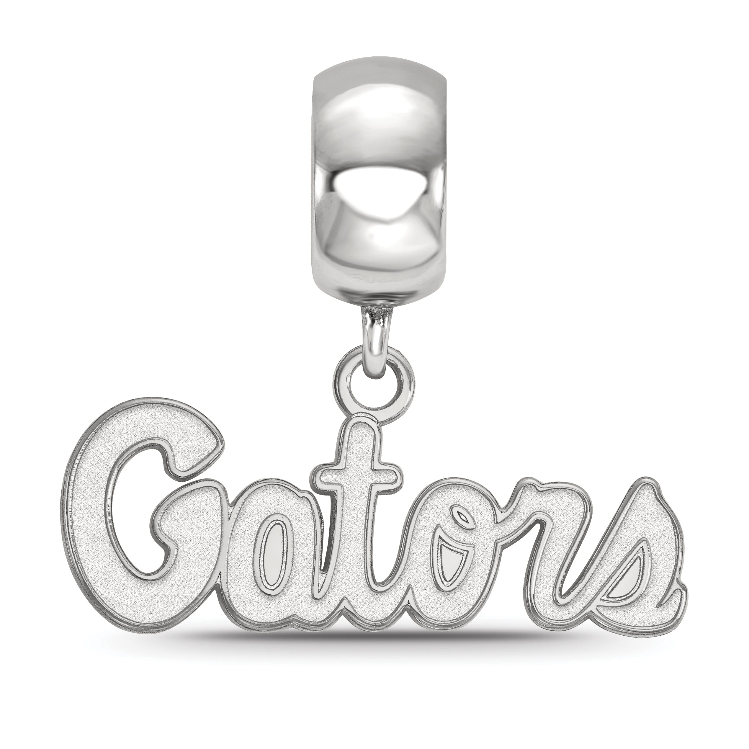 Sterling Silver Rhodium-plated LogoArt University of Florida Gators Script Extra Small Dangle Bead Charm