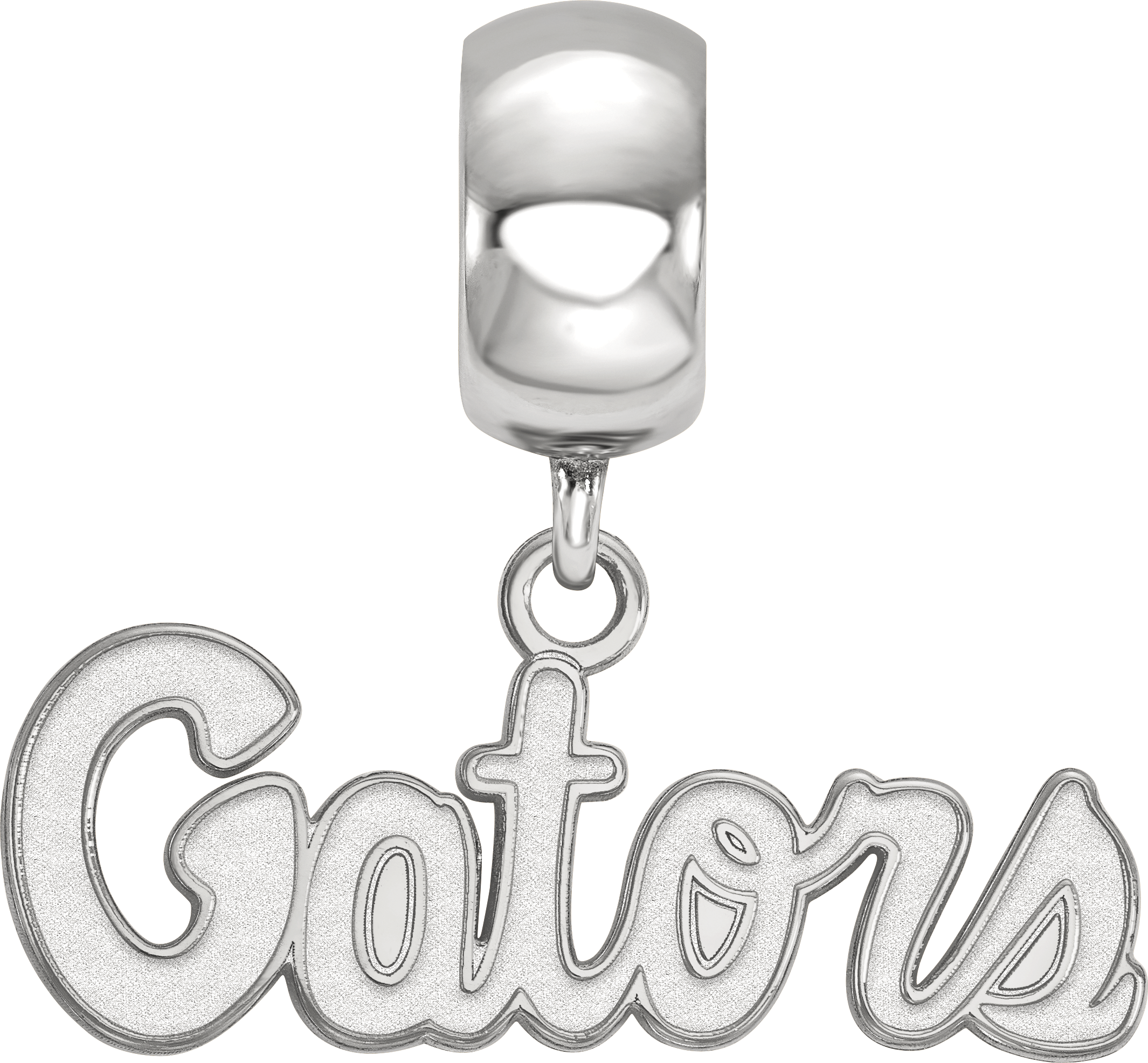 Sterling Silver Rhodium-plated LogoArt University of Florida Gators Script Extra Small Dangle Bead Charm