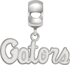 Sterling Silver Rhodium-plated LogoArt University of Florida Gators Script Extra Small Dangle Bead Charm