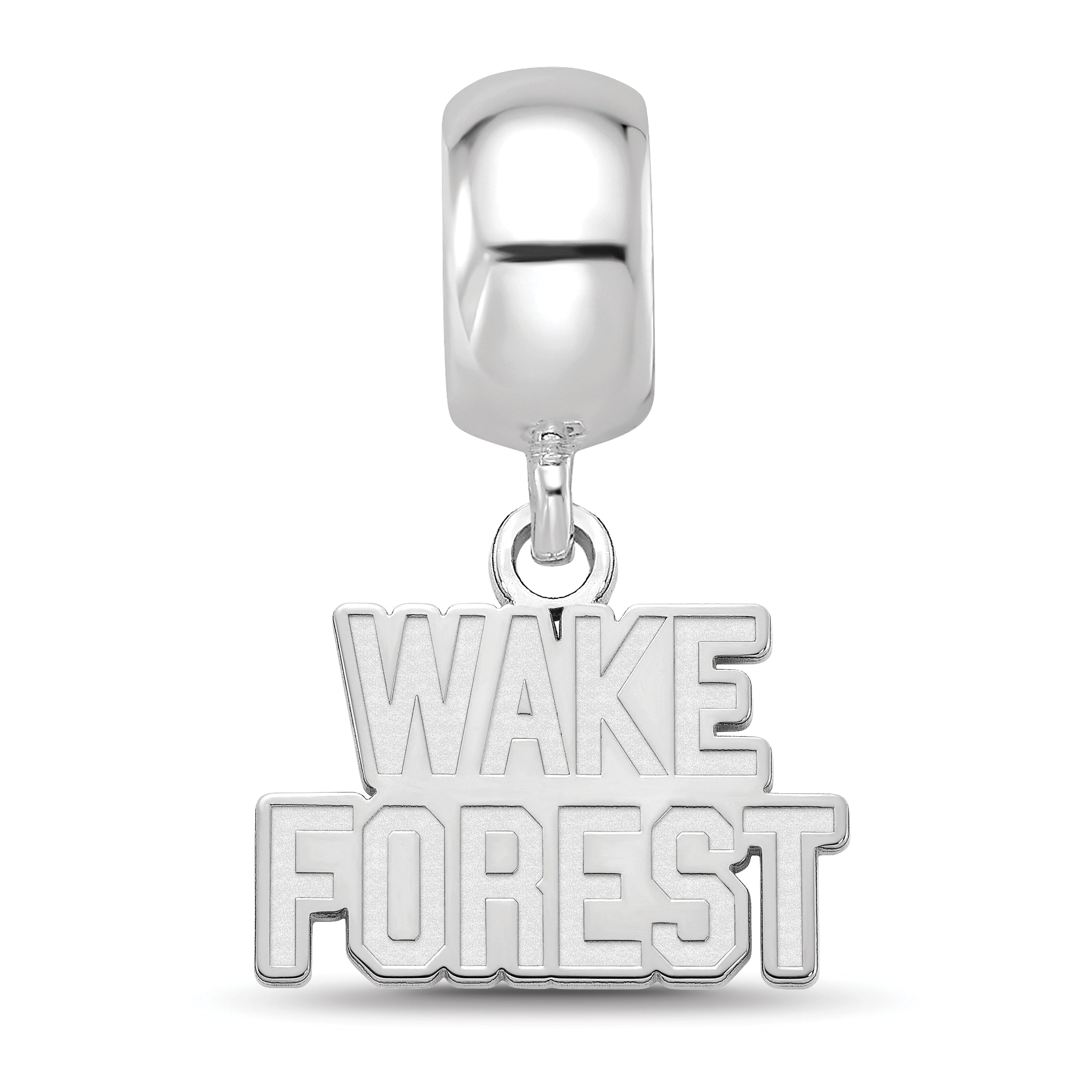 Sterling Silver Rhodium-plated LogoArt Wake Forest University W-F Deacon Extra Small Dangle Bead Charm