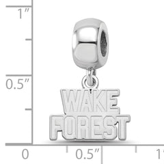 Sterling Silver Rhodium-plated LogoArt Wake Forest University W-F Deacon Extra Small Dangle Bead Charm