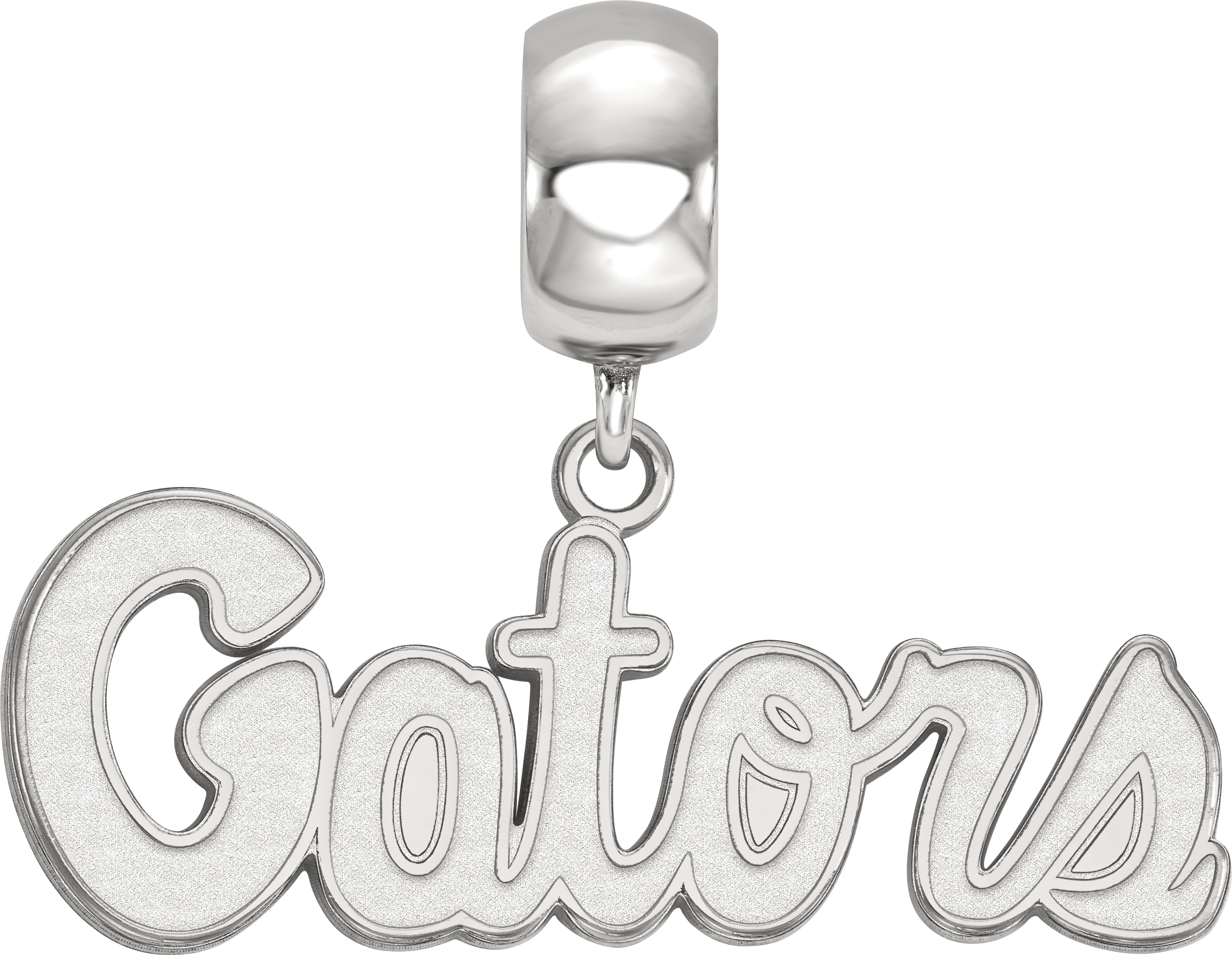 Sterling Silver Rhodium-plated LogoArt University of Florida Gators Script Small Dangle Bead Charm