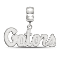 Sterling Silver Rhodium-plated LogoArt University of Florida Gators Script Small Dangle Bead Charm