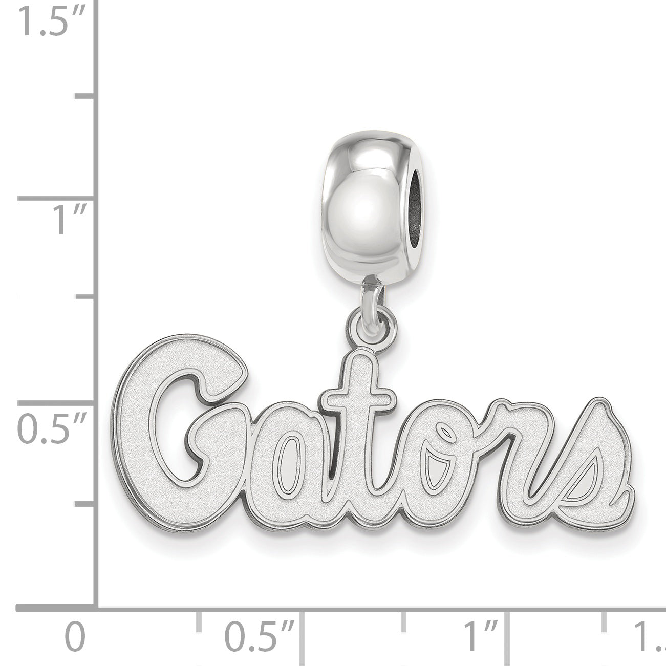 Sterling Silver Rhodium-plated LogoArt University of Florida Gators Script Small Dangle Bead Charm