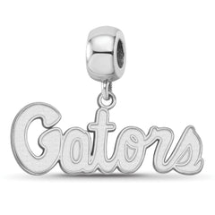 Sterling Silver Rhodium-plated LogoArt University of Florida Gators Script Small Dangle Bead Charm