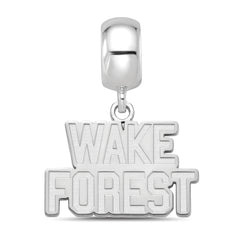 Sterling Silver Rhodium-plated LogoArt Wake Forest University W-F Deacon Small Dangle Bead