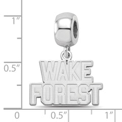 Sterling Silver Rhodium-plated LogoArt Wake Forest University W-F Deacon Small Dangle Bead