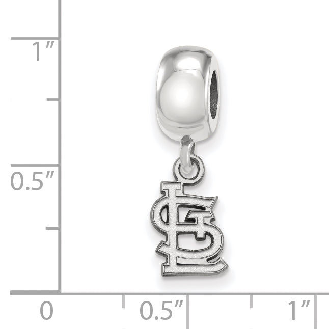 Sterling Silver Rhodium-plated MLB LogoArt St. Louis Cardinals St. L Extra Small Dangle Bead