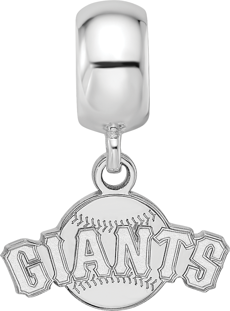 Sterling Silver Rhodium-plated MLB LogoArt San Francisco Giants Baseball Extra Small Dangle Bead