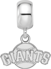 Sterling Silver Rhodium-plated MLB LogoArt San Francisco Giants Baseball Extra Small Dangle Bead