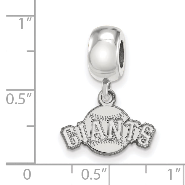 Sterling Silver Rhodium-plated MLB LogoArt San Francisco Giants Baseball Extra Small Dangle Bead