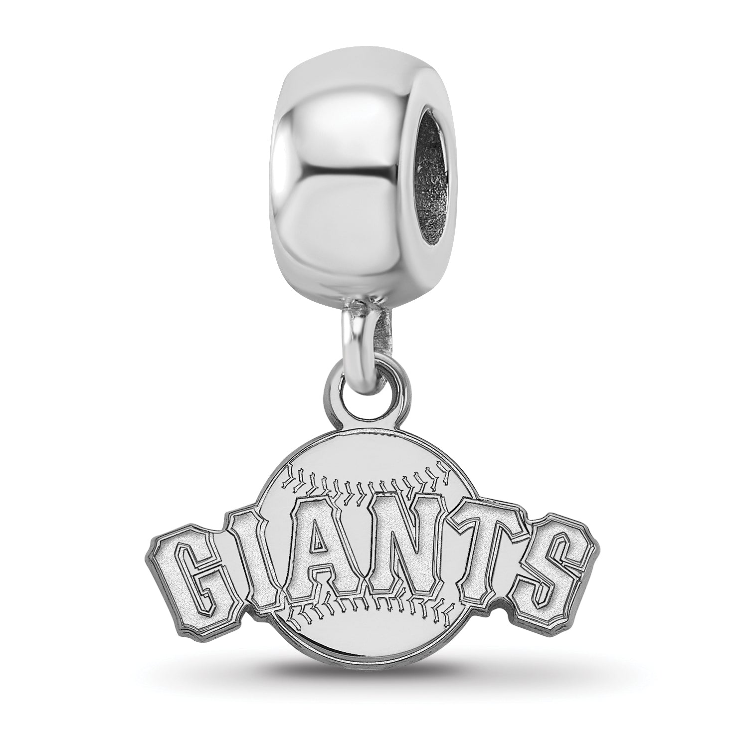 Sterling Silver Rhodium-plated MLB LogoArt San Francisco Giants Baseball Extra Small Dangle Bead