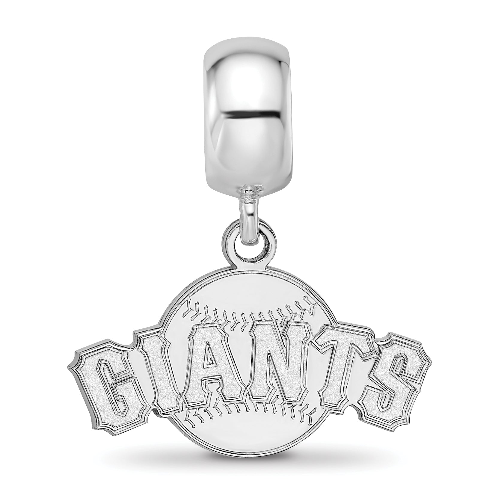 Sterling Silver Rhodium-plated MLB LogoArt San Francisco Giants Baseball Small Dangle Bead