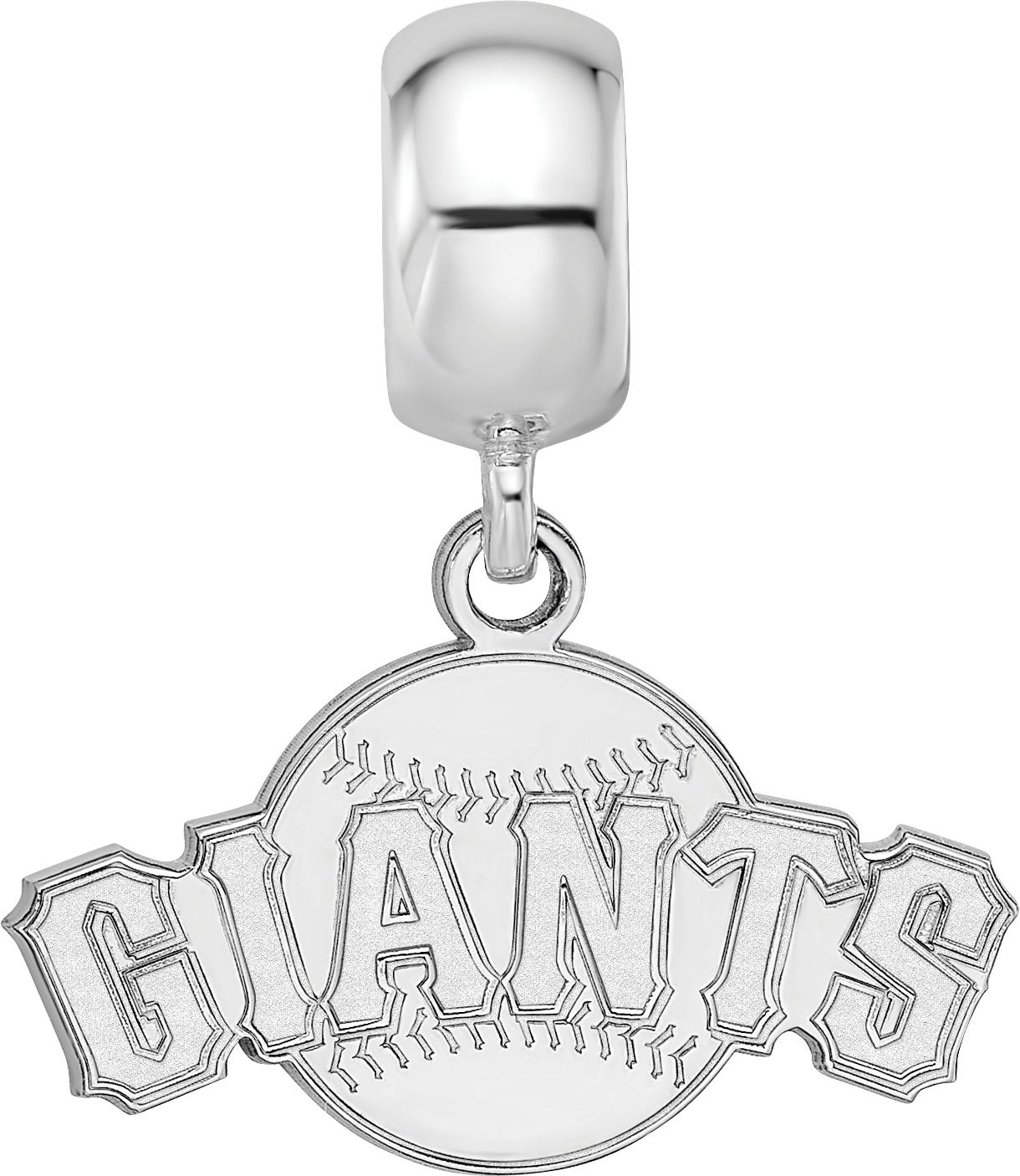 Sterling Silver Rhodium-plated MLB LogoArt San Francisco Giants Baseball Small Dangle Bead