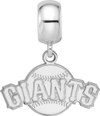 Sterling Silver Rhodium-plated MLB LogoArt San Francisco Giants Baseball Small Dangle Bead