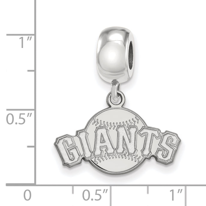 Sterling Silver Rhodium-plated MLB LogoArt San Francisco Giants Baseball Small Dangle Bead