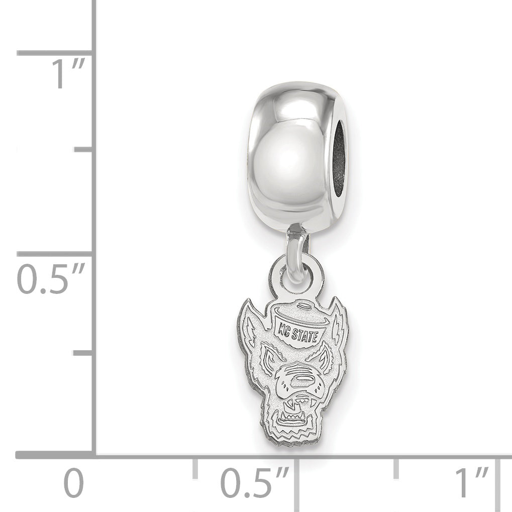 Sterling Silver Rhodium-plated LogoArt North Carolina State University Wolf Extra Small Dangle Bead Charm