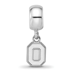 Sterling Silver Rhodium-plated LogoArt The Ohio State University Letter O Extra Small Dangle Bead Charm