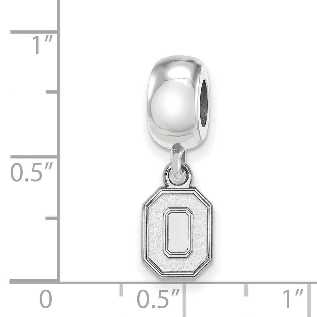 Sterling Silver Rhodium-plated LogoArt The Ohio State University Letter O Extra Small Dangle Bead Charm