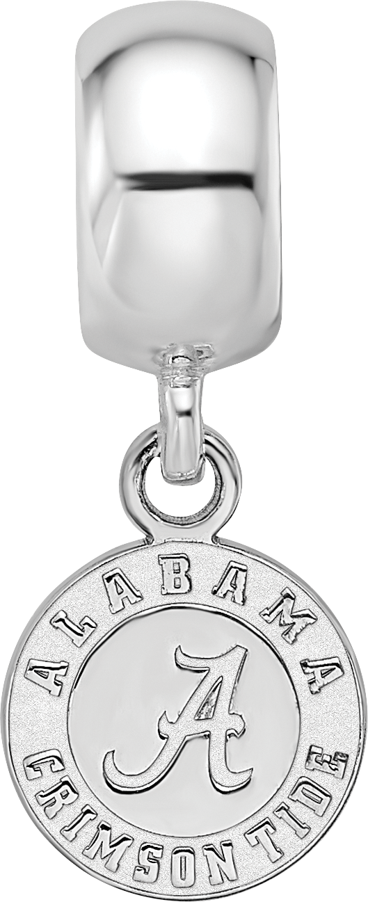 Sterling Silver Rhodium-plated LogoArt University of Alabama Crimson Tide Extra Small Dangle Bead Charm