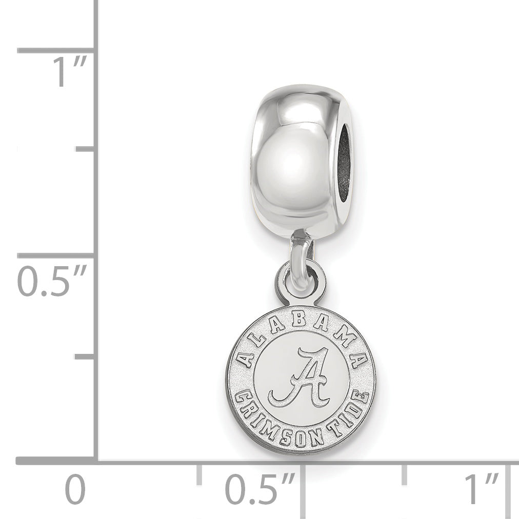 Sterling Silver Rhodium-plated LogoArt University of Alabama Crimson Tide Extra Small Dangle Bead Charm