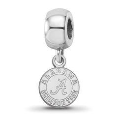 Sterling Silver Rhodium-plated LogoArt University of Alabama Crimson Tide Extra Small Dangle Bead Charm