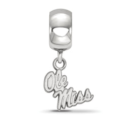 Sterling Silver Rhodium-plated LogoArt University of Mississippi Ole Miss Extra Small Dangle Bead Charm