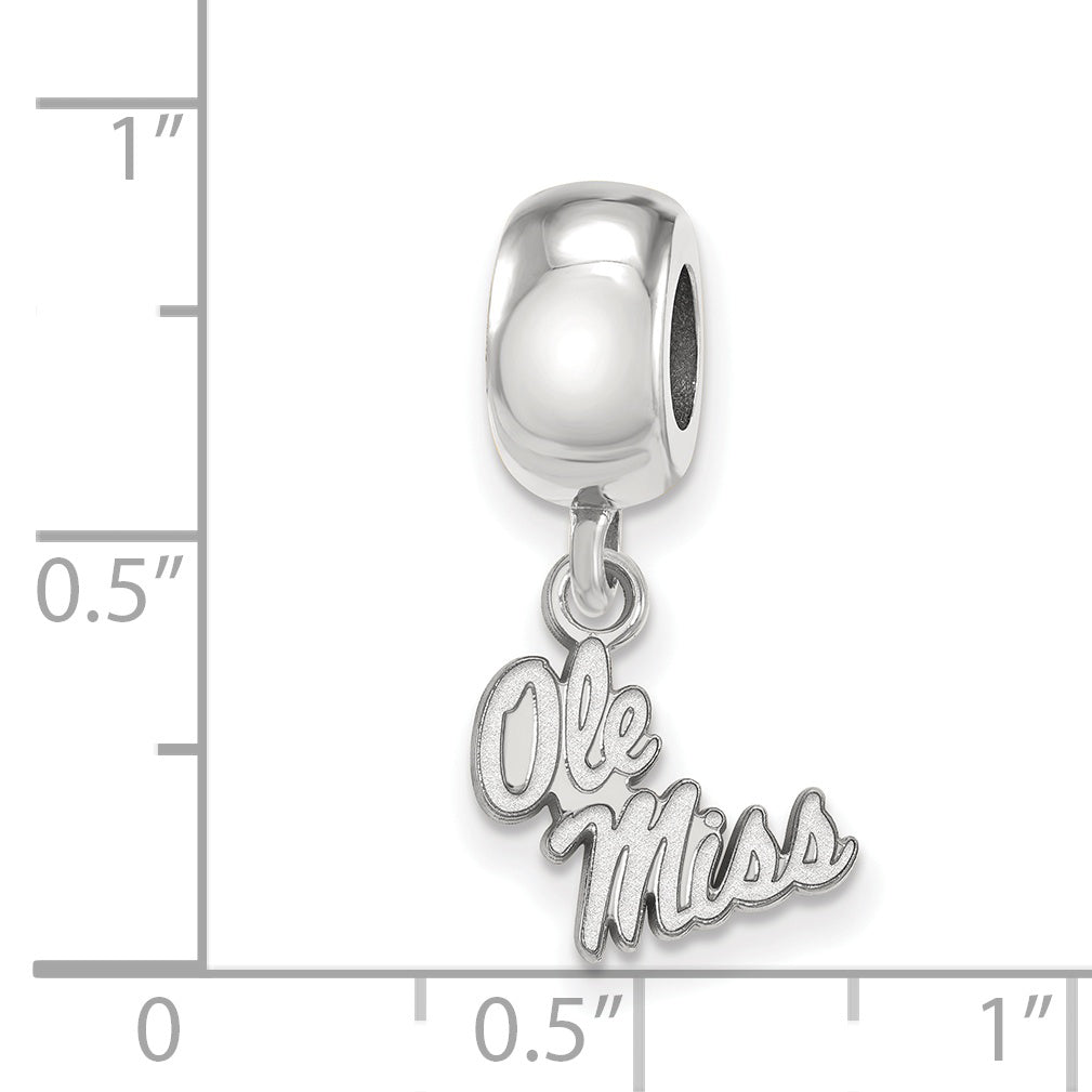 Sterling Silver Rhodium-plated LogoArt University of Mississippi Ole Miss Extra Small Dangle Bead Charm