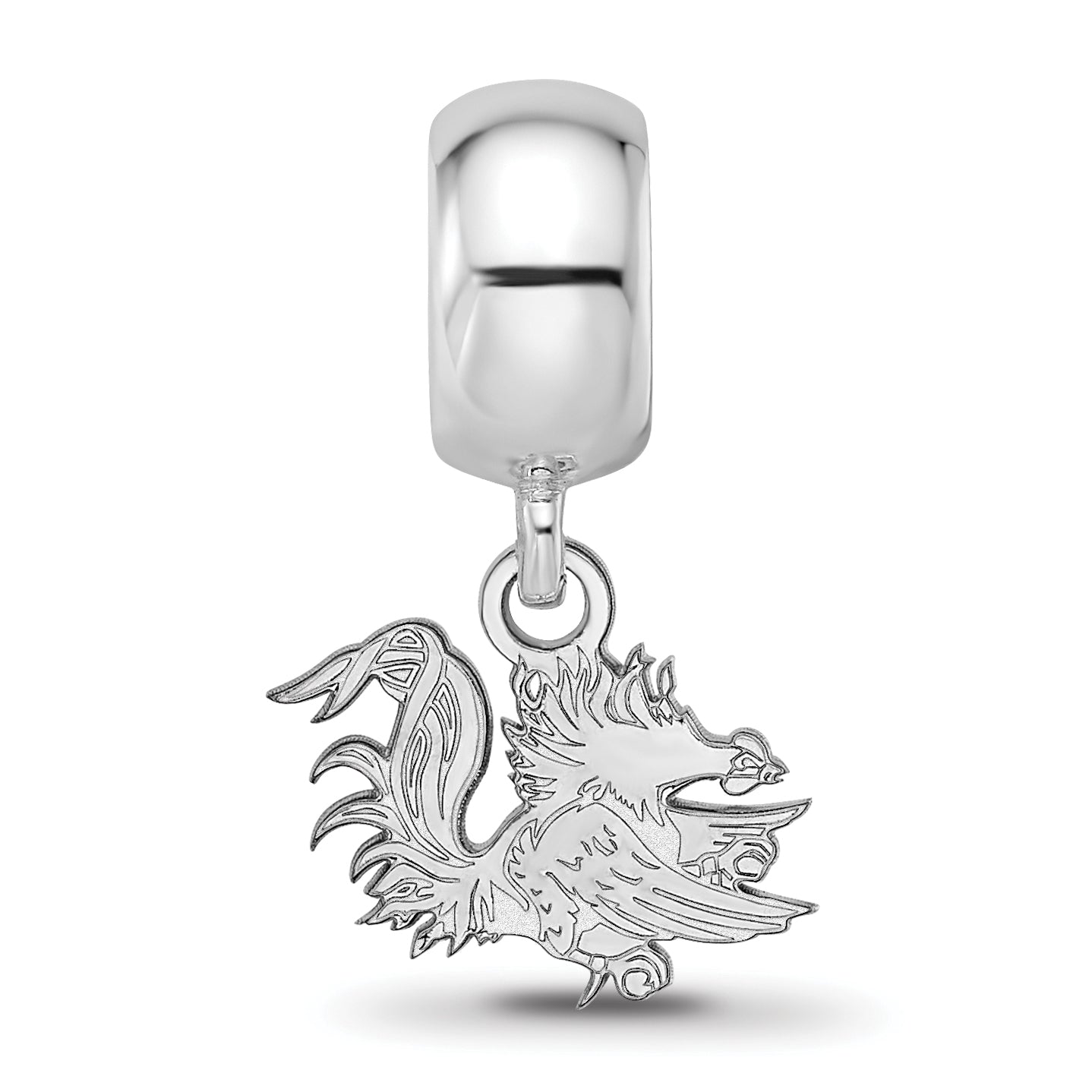 Sterling Silver Rhodium-plated LogoArt University of South Carolina Gamecock Extra Small Dangle Bead Charm