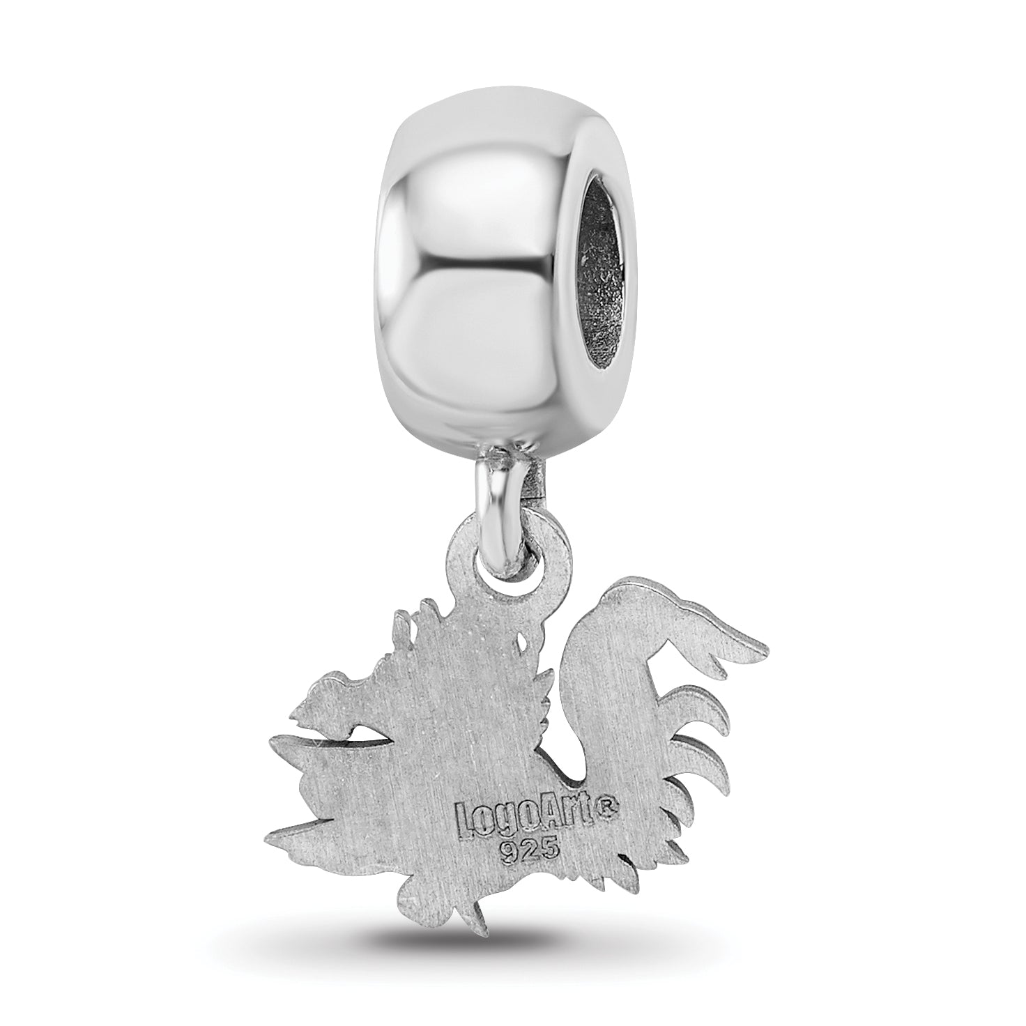 Sterling Silver Rhodium-plated LogoArt University of South Carolina Gamecock Extra Small Dangle Bead Charm