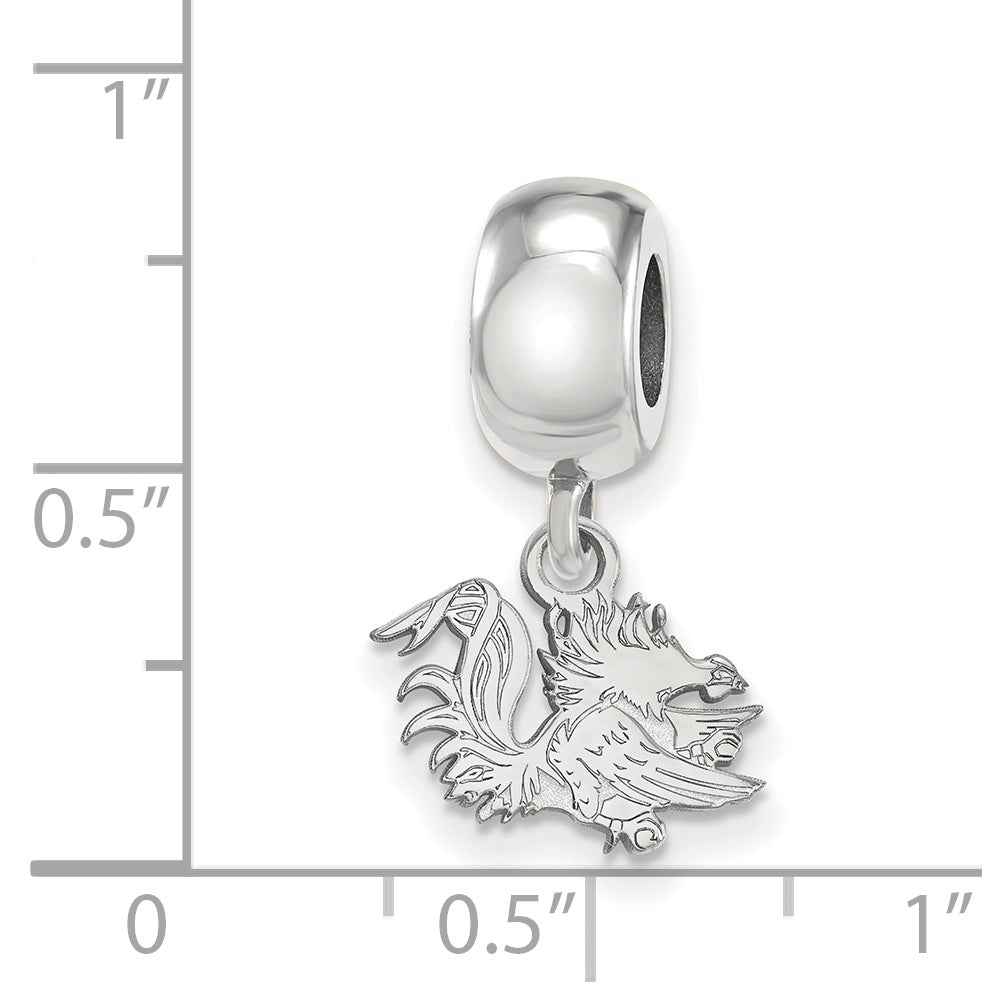 Sterling Silver Rhodium-plated LogoArt University of South Carolina Gamecock Extra Small Dangle Bead Charm