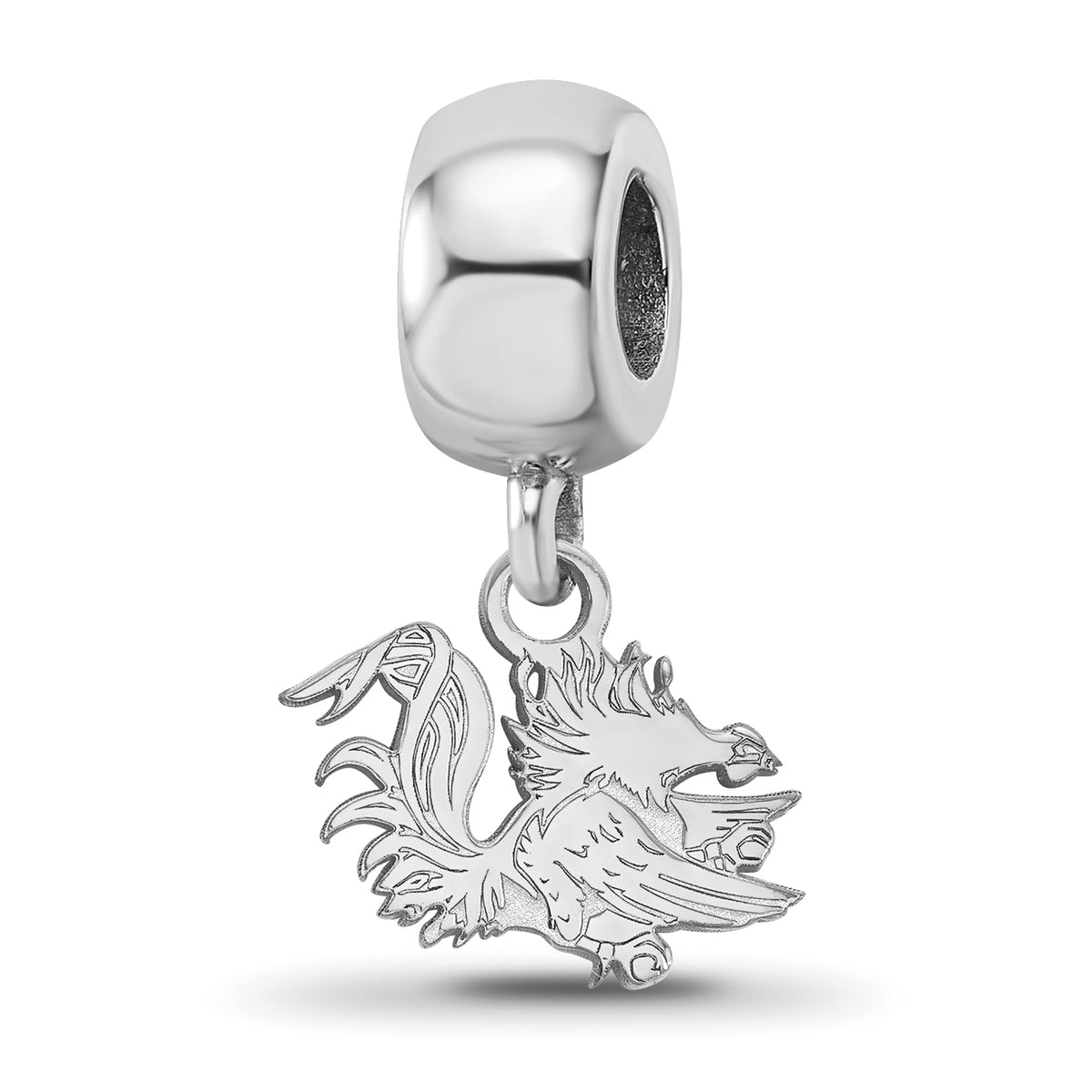 Sterling Silver Rhodium-plated LogoArt University of South Carolina Gamecock Extra Small Dangle Bead Charm