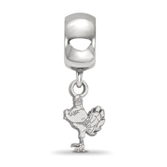 Sterling Silver Rhodium-plated LogoArt Virginia Tech HokieBird Extra Small Dangle Bead Charm