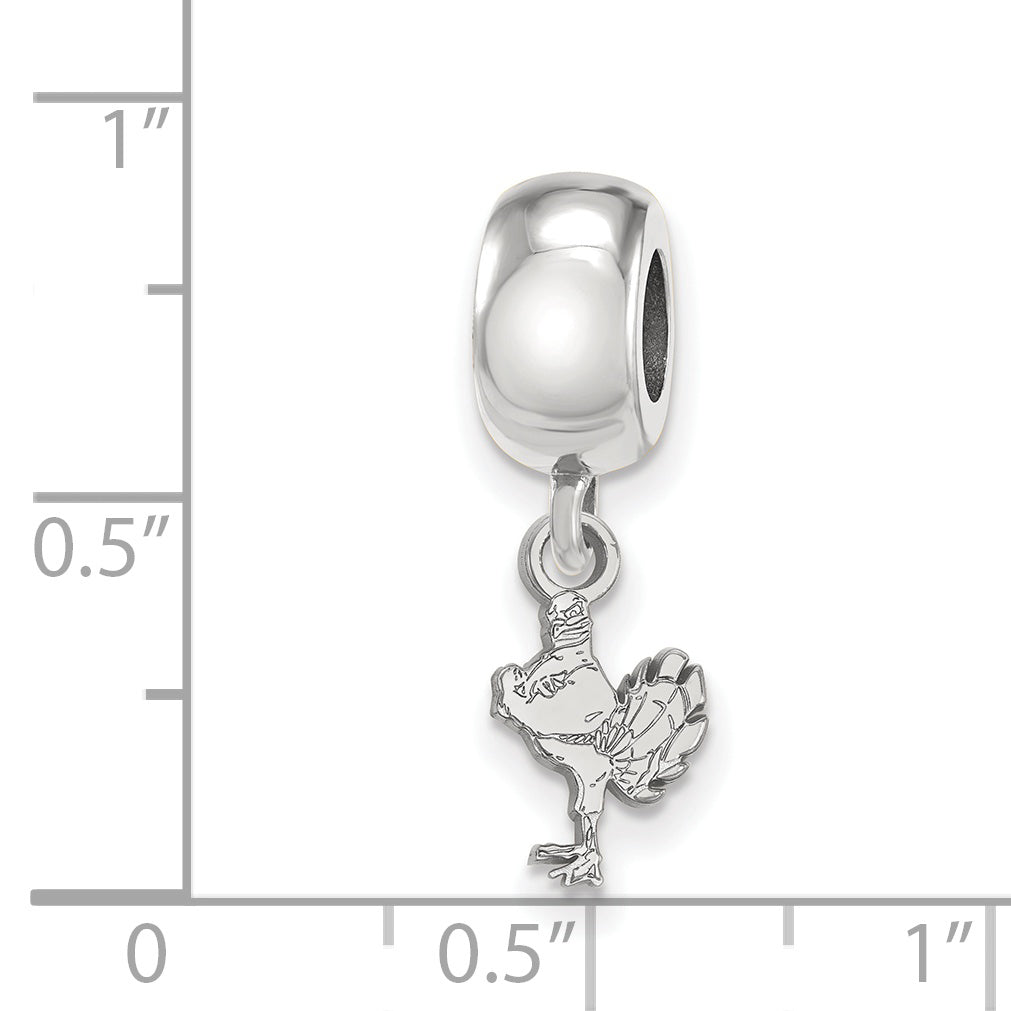 Sterling Silver Rhodium-plated LogoArt Virginia Tech HokieBird Extra Small Dangle Bead Charm