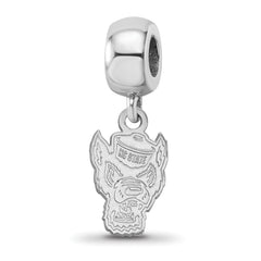 Sterling Silver Rhodium-plated LogoArt North Carolina State University Wolf Small Dangle Bead Charm