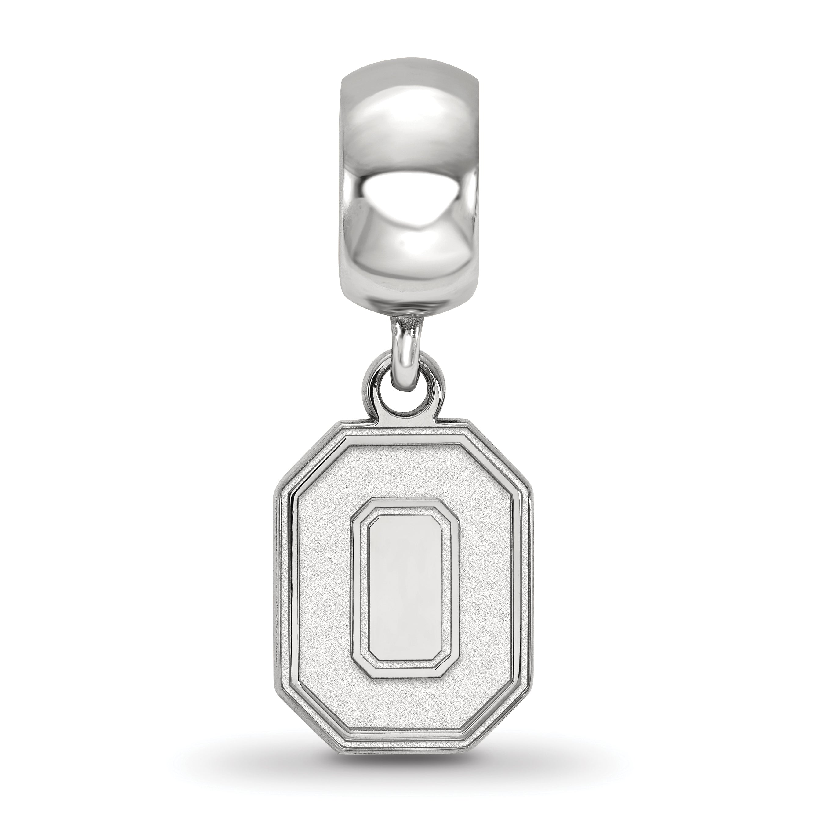 Sterling Silver Rhodium-plated LogoArt The Ohio State University Letter O Small Dangle Bead Charm