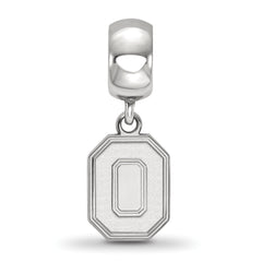 Sterling Silver Rhodium-plated LogoArt The Ohio State University Letter O Small Dangle Bead Charm