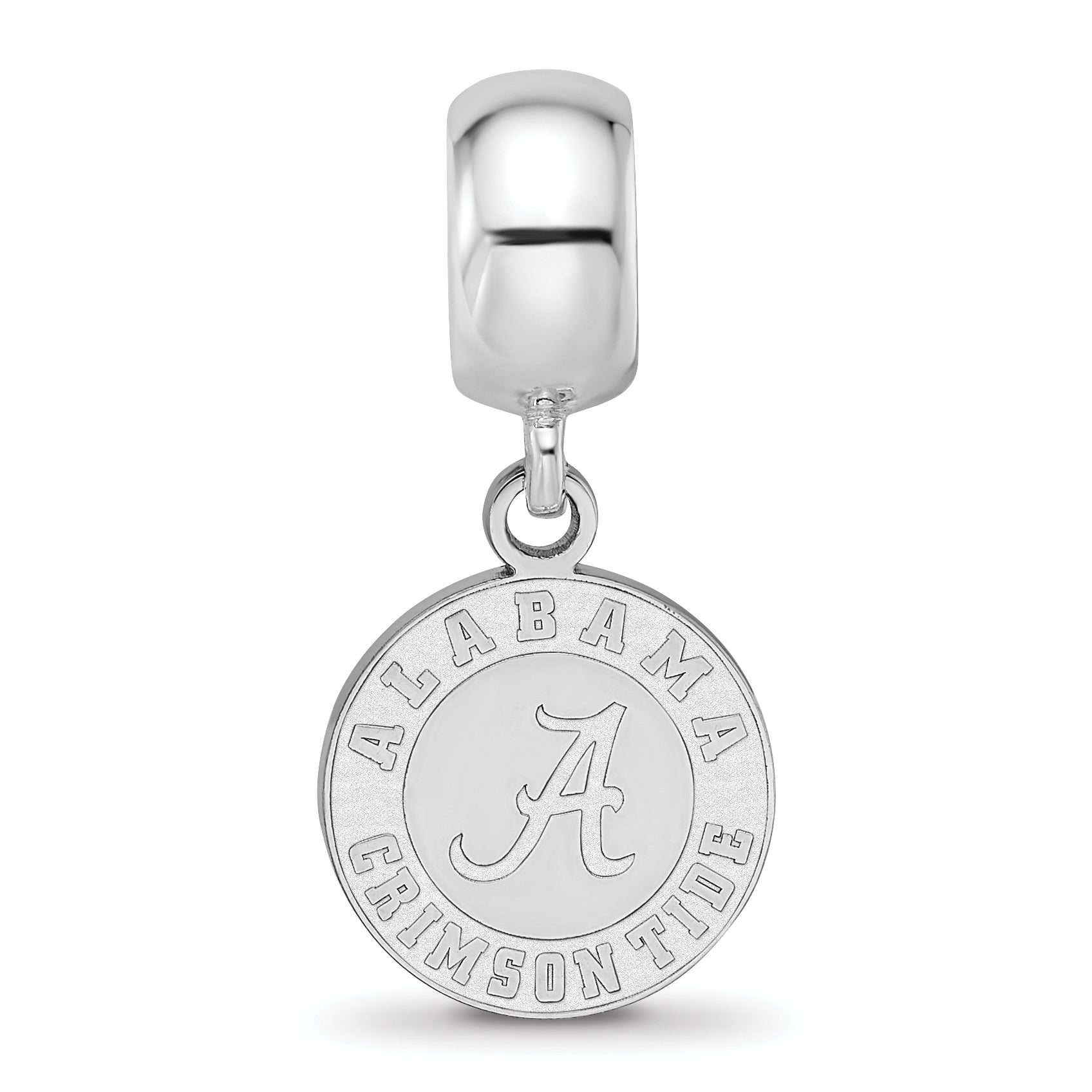 Sterling Silver Rhodium-plated LogoArt University of Alabama Crimson Tide Small Dangle Bead Charm